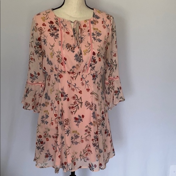 𝅺DISNEY Beauty and The Beast Midi DressSize Medium Floral Pink Sheer Bell… - Picture 4 of 14